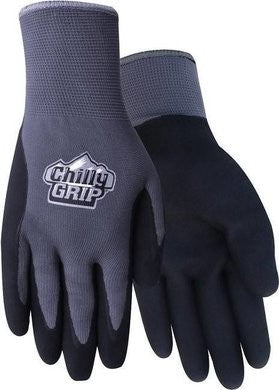 Chilly Grip Water Resistant, Acrylic Thermal Lined Gloves, Grey & Black, Size S-XXL