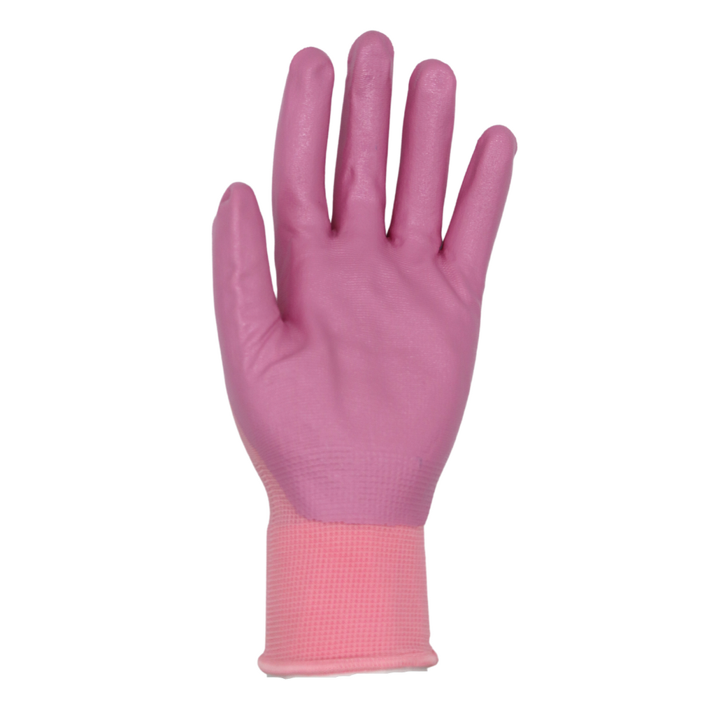 Red Steer A369 Flowertouch Lawn & Garden Gloves, Nitrile Palm, Pink, Purple or Red, Sizes S-L, Sold by Pair - GPS Gloves