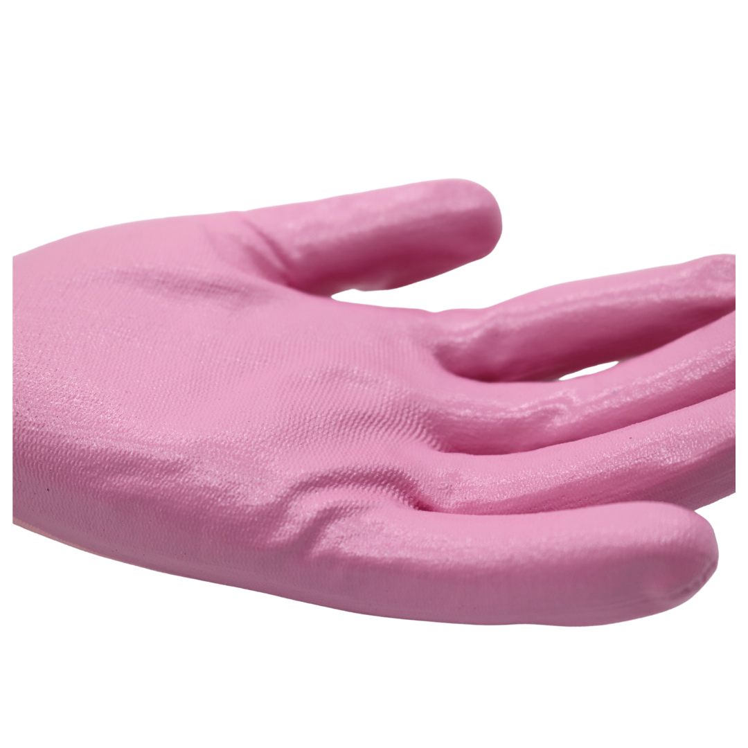 Red Steer A369 Flowertouch Lawn & Garden Gloves, Nitrile Palm, Pink, Purple or Red, Sizes S-L, Sold by Pair - GPS Gloves