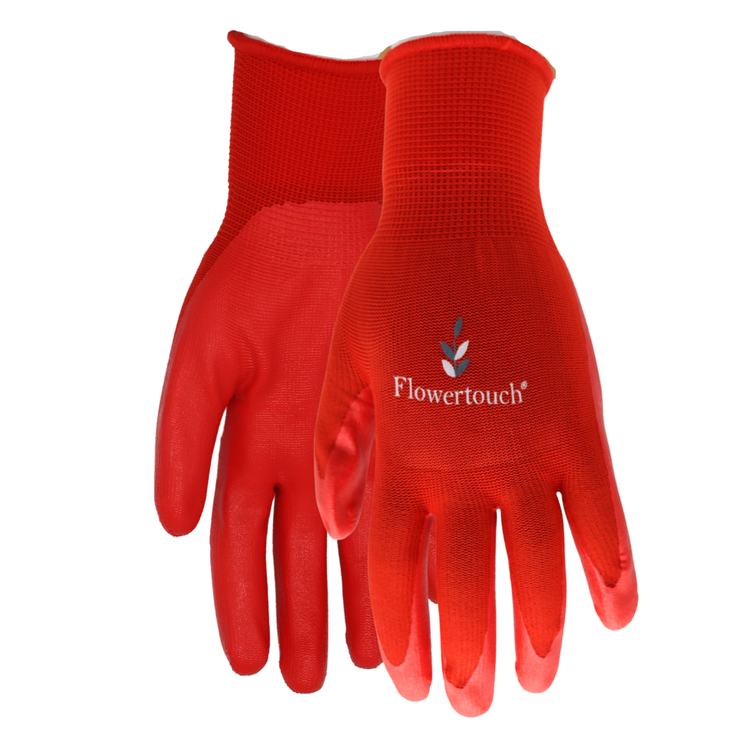 Red Steer A369 Flowertouch Lawn & Garden Gloves, Nitrile Palm, Pink, Purple or Red, Sizes S-L, Sold by Pair - GPS Gloves