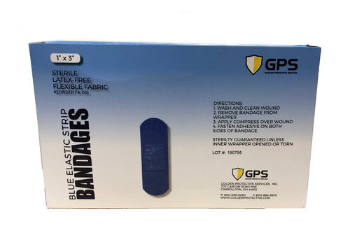 Blue Adhesive Bandages 1" x 3" - 100/Box - GPS Gloves