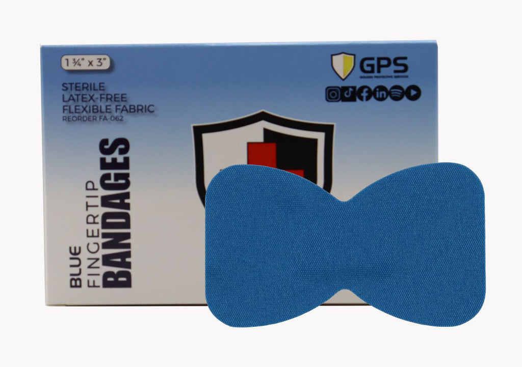 Fingertip Bandages Blue - 1 3/4" x 3" - 25/Box - GPS Gloves