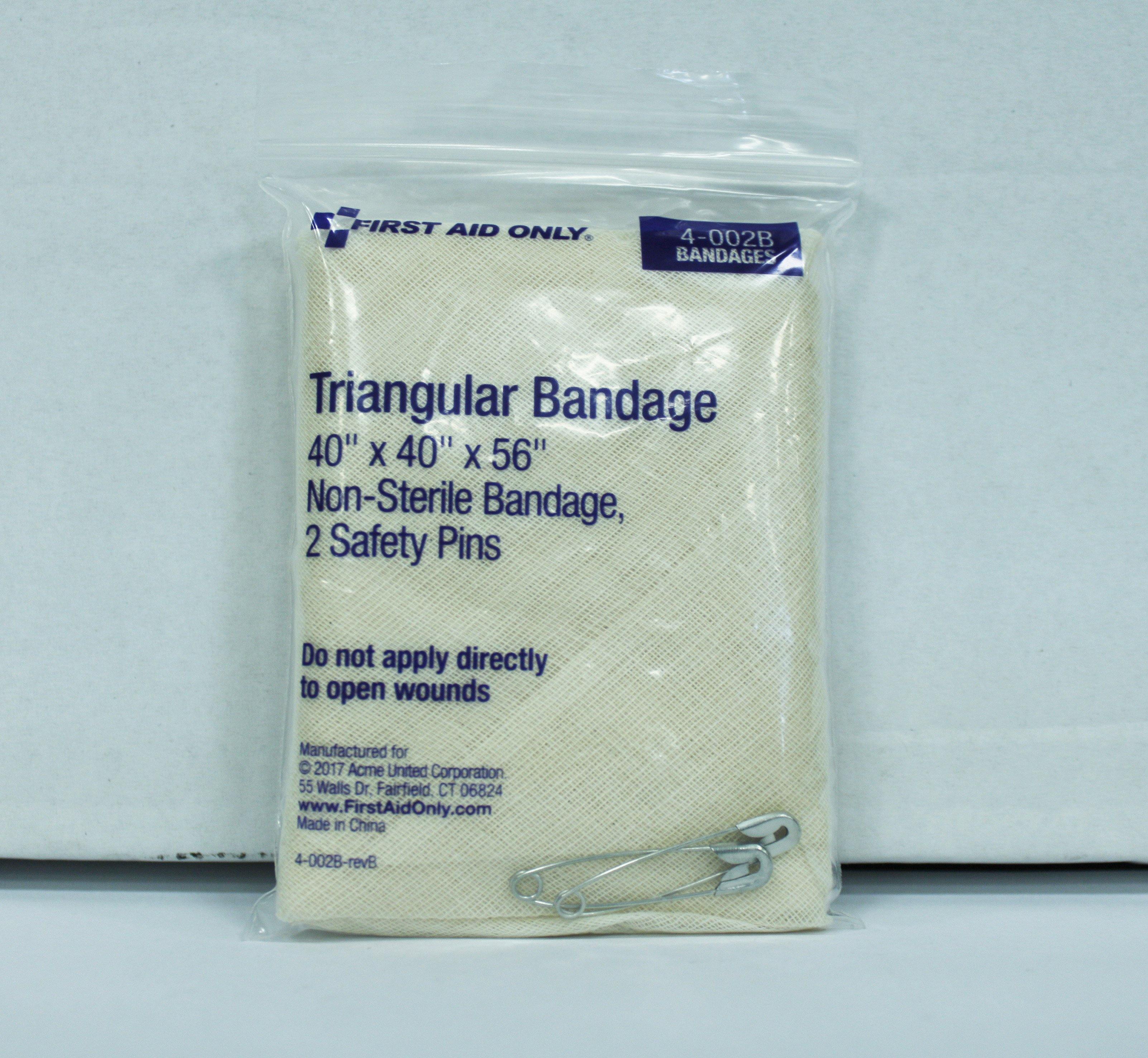 Triangular Bandage, 40" with 2 Safety Pins, First Aid Safety - GPS Gloves