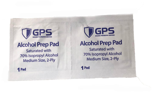 Alcohol Prep Pads, 70% Isopropyl Alcohol, Size Medium, 2-Ply, 200 Per Box - GPS Gloves
