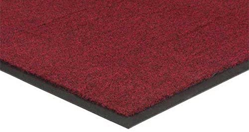 Plush Olefin Carpet Mat, 3' x 5', Red/Black, Made in the USA, Slip Resistant Vinyl Backing