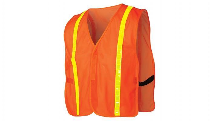 Hi-Viz Safety Orange Reflective Vest, 1" Vinyl Reflective Material - GPS Gloves