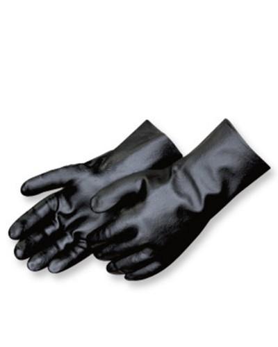 18" Smooth Finish Black PVC, Interlocked Lined, Single Dipped, Size Large, Sold by Pair - GPS Gloves
