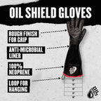 Oil Shield®, 18" High Temp Neoprene Yellow Banding & RAW Food Labeling Gloves, Sizes S & L - GPS Gloves
