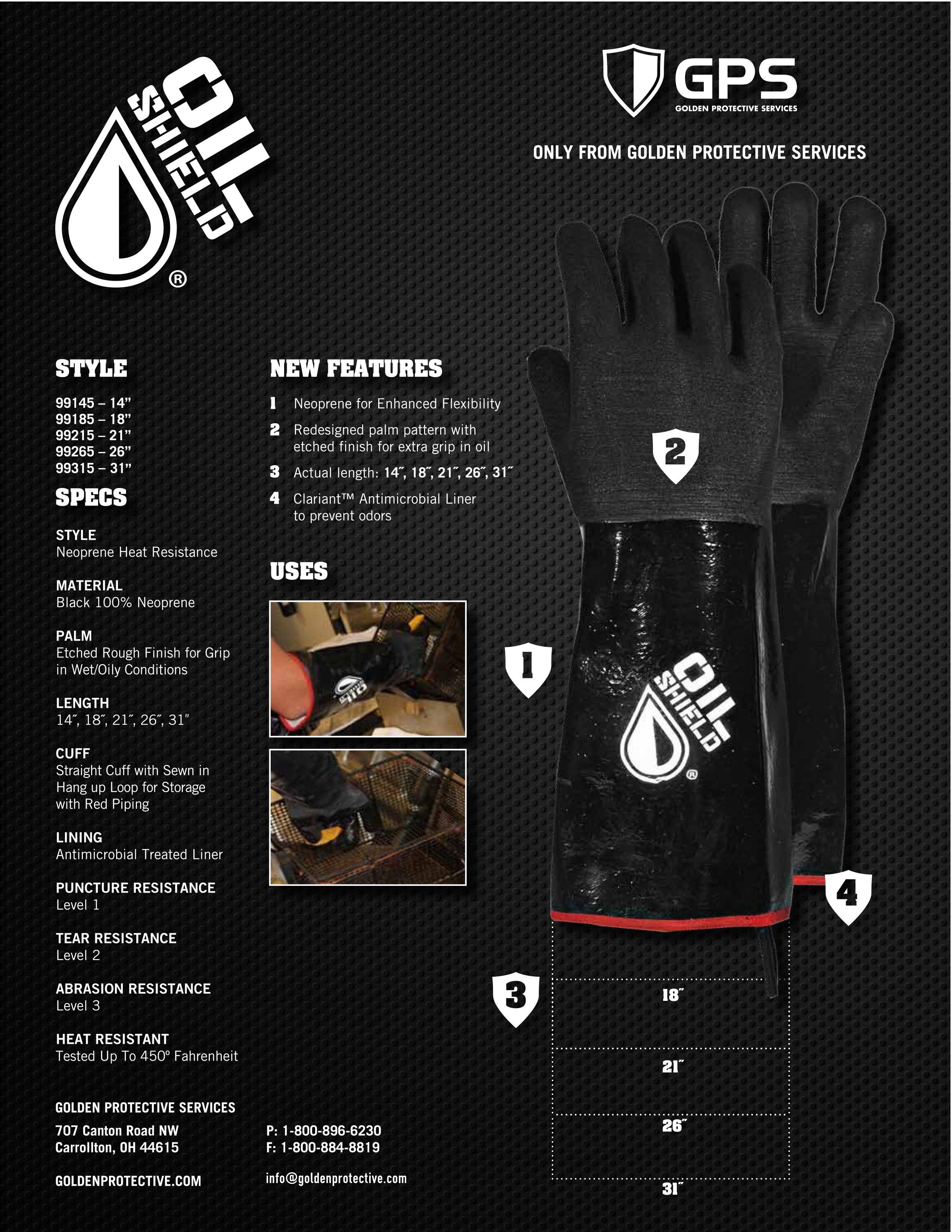 Oil Shield®, 21" High Temp Neoprene Insulated Gloves - Mens Size L - GPS Gloves