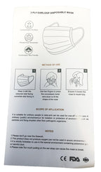 Disposable 3 Ply Face Mask, Latex Free, Elastic Ear Loops, Blue, High Bacteria Filtration, 50 Per Pack - GPS Gloves