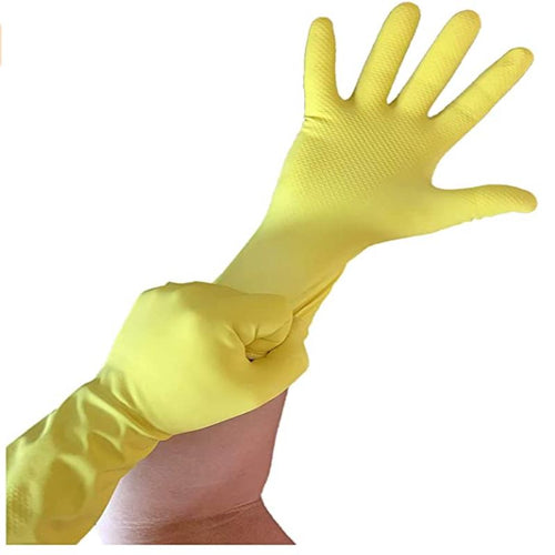 12" Multi Purpose Latex Gloves, Yellow Disposable Household, Textured, Chemical Resistant, 12 mil, Sizes S-XL - GPS Gloves