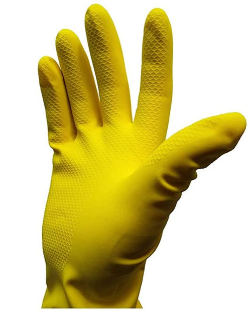 12" Multi Purpose Latex Gloves, Yellow Disposable Household, Textured, Chemical Resistant, 12 mil, Sizes S-XL - GPS Gloves