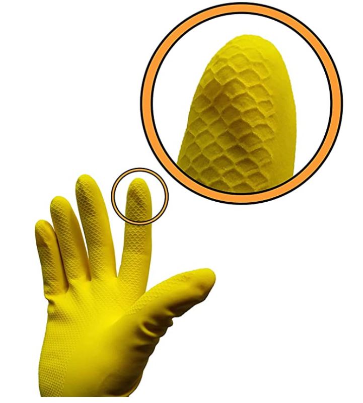 12" Multi Purpose Latex Gloves, Yellow Disposable Household, Textured, Chemical Resistant, 12 mil, Sizes S-XL - GPS Gloves