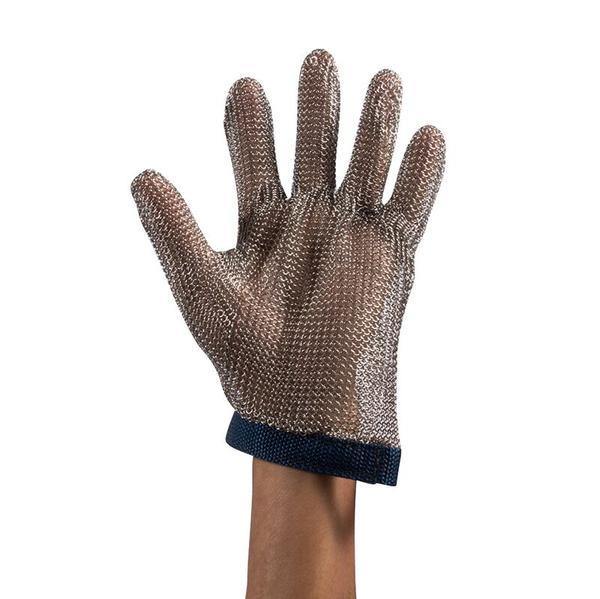 Steel Mesh Glove with Black Strap, Stainless Steel - Sizes S - XL - GPS Gloves
