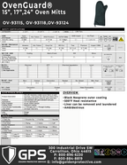 OvenGuard 24" Oven Mitts, Burn & Steam Protection, 500 Degree Temp Rating, Black - GPS Gloves
