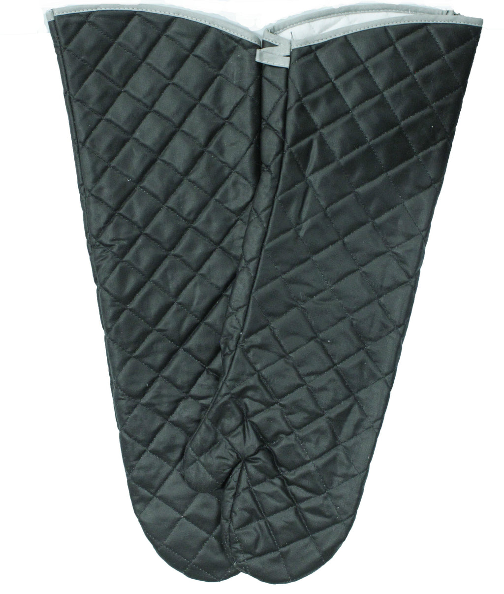 17" Black Quilted Canvas Oven Mitts, 450 Degree Heat Resistance, Sold By Pair - GPS Gloves