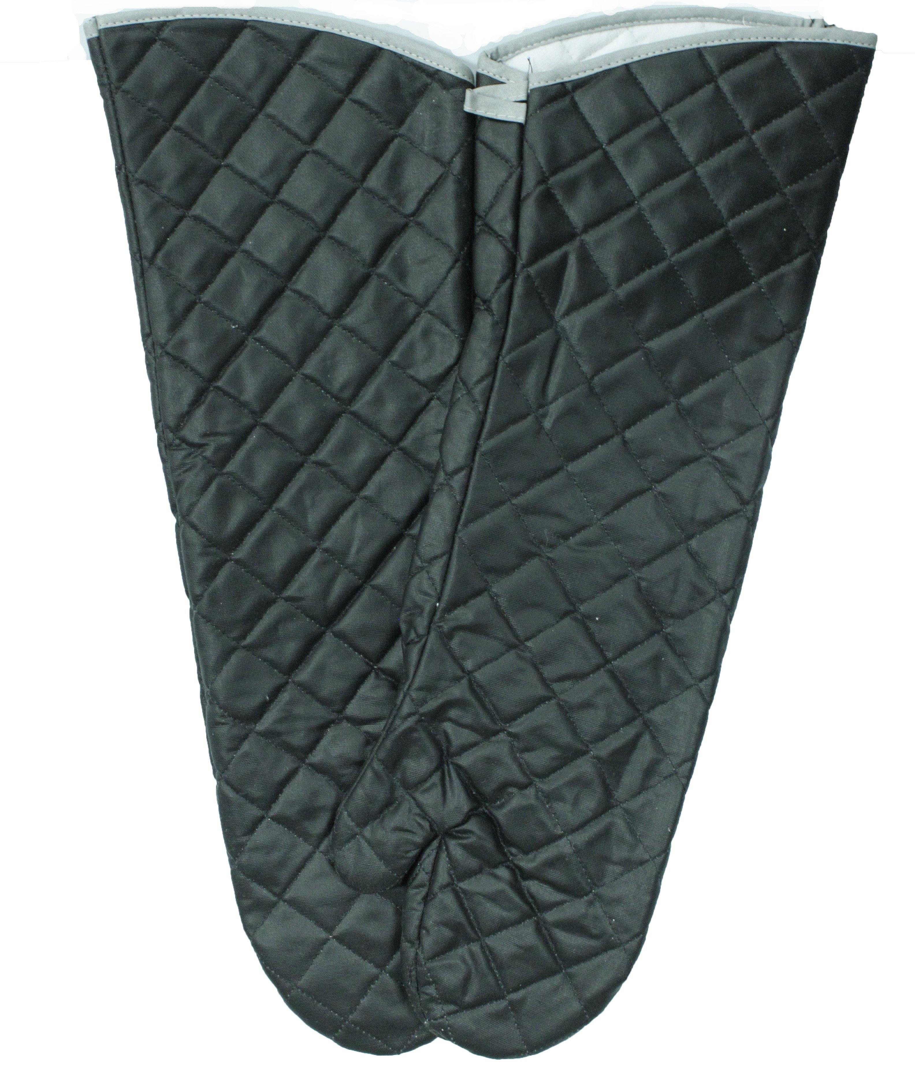 17" Black Quilted Canvas Oven Mitts, 450 Degree Heat Resistance, Sold By Pair - GPS Gloves