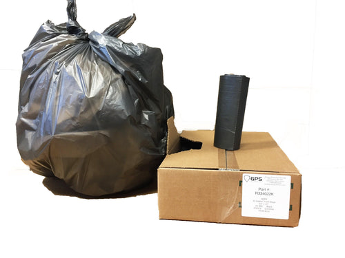 33 Gallon Trash Bags, 33" x 40", Black, 22MIC, 250 Per Case - GPS Gloves