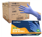 Clean Safety SuperB Blue Nitrile Exam Gloves, Powder Free, Latex Free, Non-Sterile, 4 Mil, Sizes M-XL - GPS Gloves