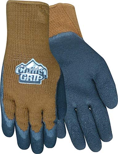 Chilly Grip A315 Black/Brown Acrylic Full Fingered Work & General Purpose Gloves - Rubber Foam Coating, Sizes M-XL, Sold by Pair