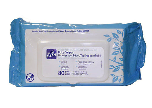 Baby Wipes, Unscented, 80 Wipes Per Package, 24 pk Case Pricing - GPS Gloves