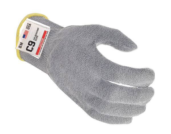 C9, 10 Gauge Cut Resistant Grey Glove w/Hang Up Loop ANSI Cut Level 6 -  Sizes XXS-XXL