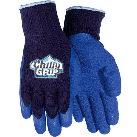Chilly Grip, Blue Acrylic, Rubber Foam Coating Insulated Gloves, Sizes XS-XXL