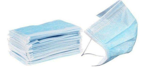 Disposable 3 Ply Face Mask, Latex Free, Elastic Ear Loops, Blue, High Bacteria Filtration, 50 Per Pack
