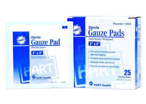 3" X 3" Sterile Gauze Pads, 25 Per Box - GPS Gloves