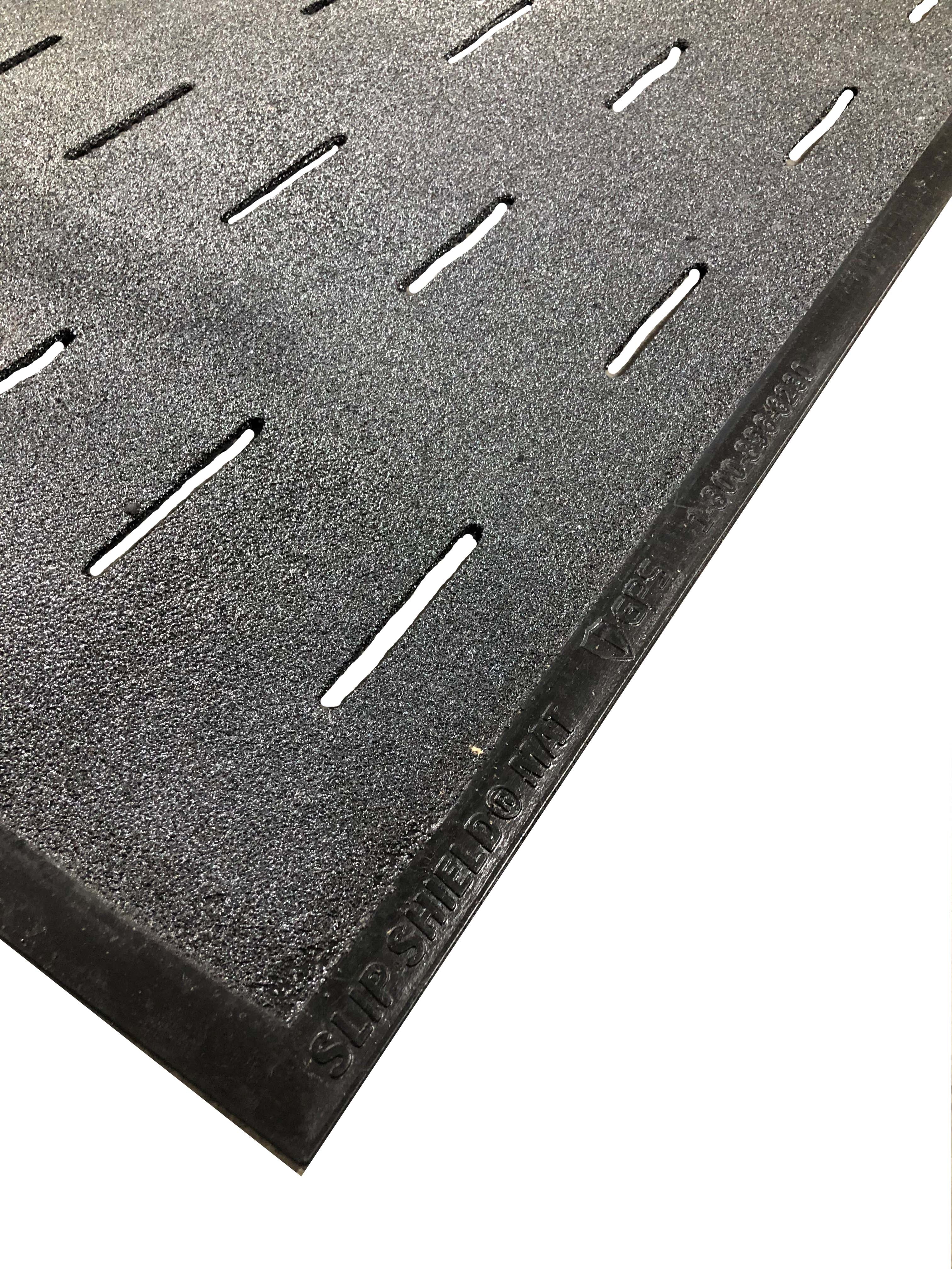 Slip Shield Mat, Slip Resistant Floor Mat, 3' x 5', Commercial Kitchen Grade Nitrile Rubber, Antimicrobial, Grit Top, Drainage Slots, Lightweight, Low Profile, Sold by Each - GPS Gloves