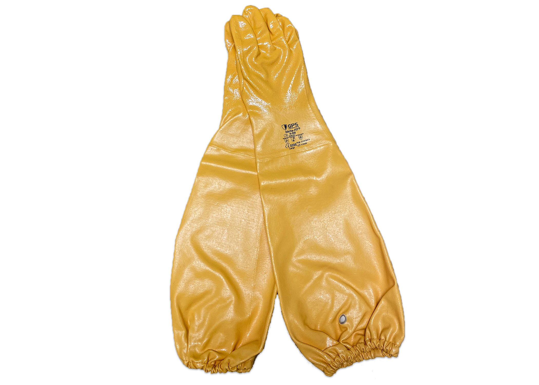 26-inch Nitrile Elbow Length Chemical Resistant Yellow Gloves, 100% Liquid Proof - GPS Gloves