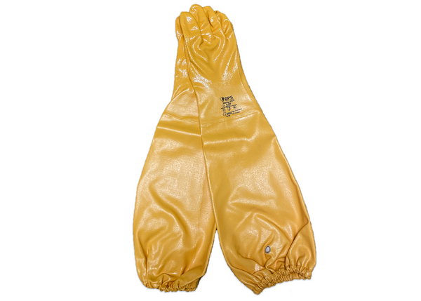 26-inch Nitrile Elbow Length Chemical Resistant Yellow Gloves, 100% Liquid Proof