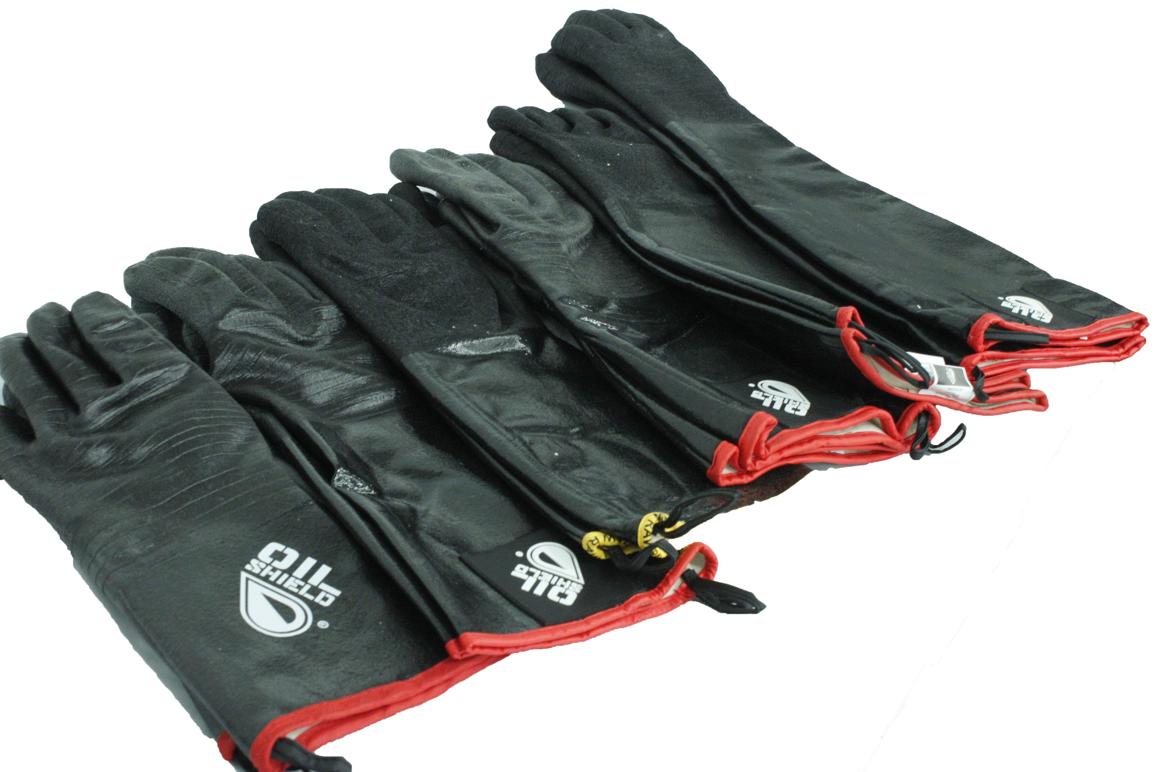 Oil Shield®, 18" High Temp Neoprene Yellow Banding & RAW Food Labeling Gloves, Sizes S & L - GPS Gloves