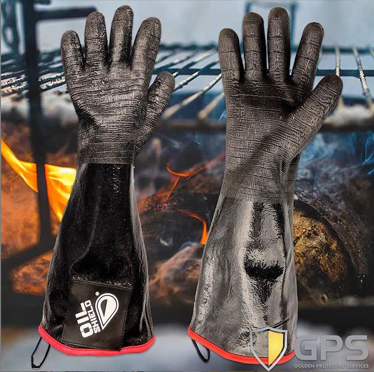 18" Oil Shield Neoprene Glove, Hot Oil/ BBQ Gloves, Anti-Microbial Liner Protected by Clariant, Men's Size Large, Sold by Pair - GPS Gloves