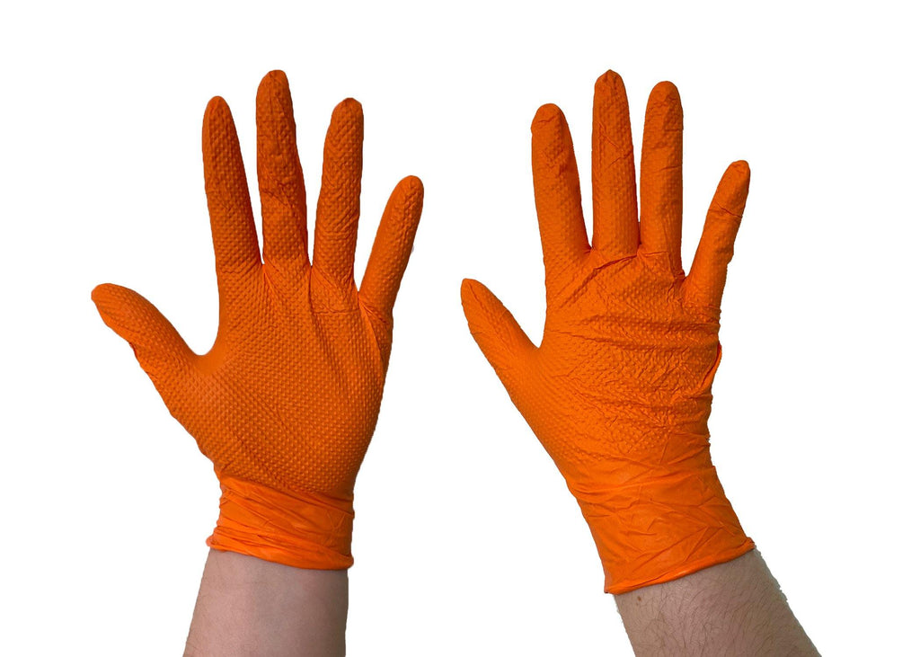 The Orange Diesel, Powder Free Nitrile Disposable Gloves, 6 Mil, Sizes M-XXL - GPS Gloves