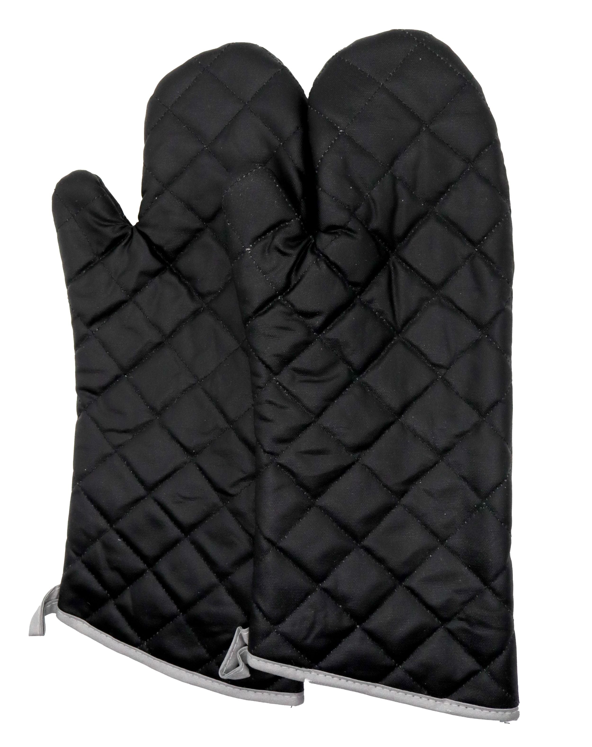 17" & 24" Black Quilted Canvas Oven Mitts, 450 Degree Heat Resistance, Sold By Pair - GPS Gloves