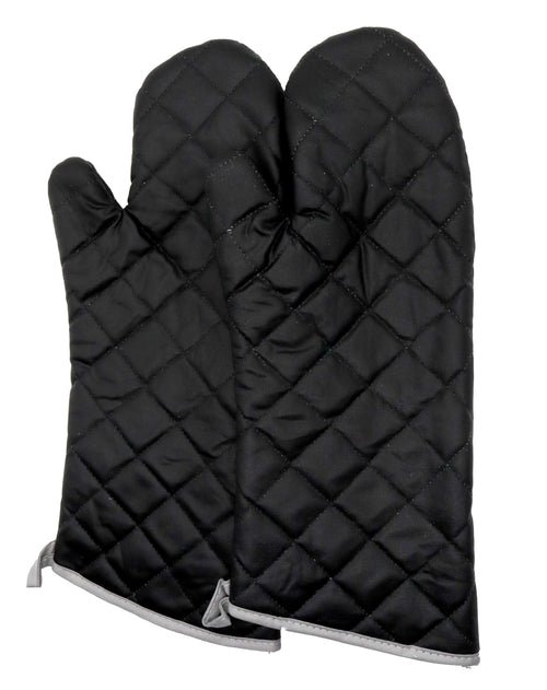 17" & 24" Black Quilted Canvas Oven Mitts, 450 Degree Heat Resistance, Sold By Pair - GPS Gloves