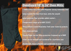 OvenGuard 24" Oven Mitts, Burn & Steam Protection, 500 Degree Temp Rating, Black - GPS Gloves