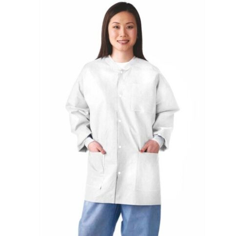 Maytex White Professional Jacket, 6100W, 50 Per Case, Sizes S-L